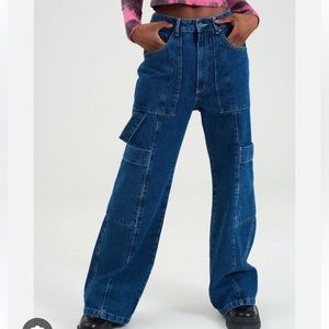 RAGGED PRIEST Indigo Wide Leg Combat Jean